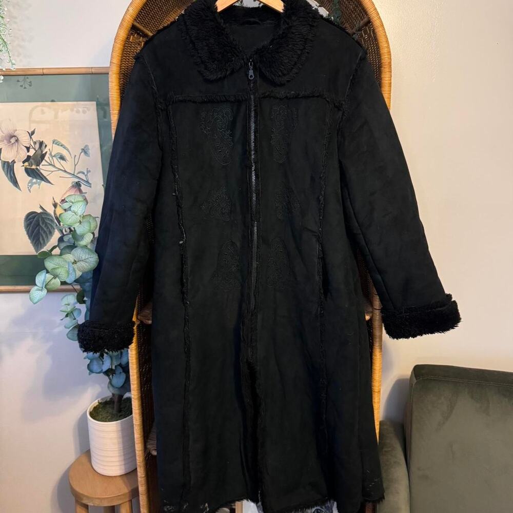 Y2k faux fur embroidered zip